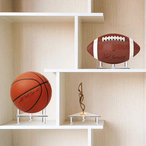 Miniatura 6 de Jetec Soporte de exhibición de bolas de acrílico, 2 unidades, estante de almacenamiento de pelotas deportivas para fútbol, baloncesto, voleibol