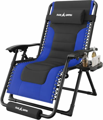 Amopatio XL Padded Zero Gravity Chairs Foldable Zero Gravity Lounge Chair Outdoor Portable Reclining Chair with Removable Cup