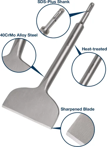Miniatura 2 de SDS Plus cincel, Firecore - Brocas de eliminación de azulejos de 4 x 11 pulgadas para taladro de martillo giratorio SDS Plus, pala de acero