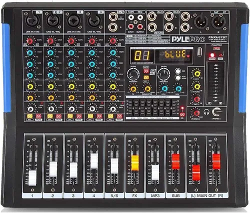 Miniatura 2 de Pyle - Mezclador de audio de estudio Bluetooth de 6 canales - Controlador DJ con unidad USB - Entrada de micrófono XLR - +48V Phantom Power - 16