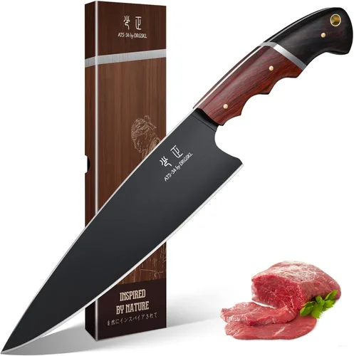 Miniatura 13 de DRGSKL Santoku - Cuchillo de chef japonés de 7 pulgadas para pescado, cuchillo Bunka para carne, cuchillo Kiritsuke para verduras, cuchillos negros