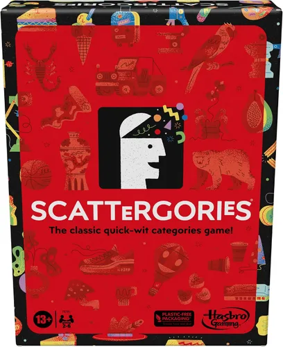 Hasbro Gaming Scattergories Juego Clásico, Juego de Fiesta para Adultos y Adolescentes de 13 Años en Adelante, Juego de Mesa para 2+ Jugadores