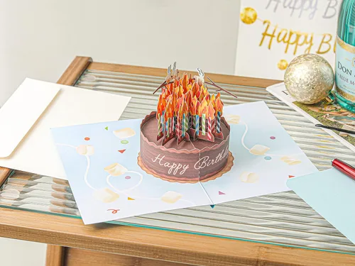 Miniatura 5 de Liif Tarjeta de cumpleaños divertida con diseño de pastel en llamas, tarjeta de cumpleaños emergente en 3D, tarjeta de cumpleaños para hombres