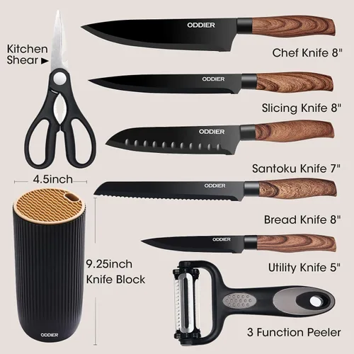 Miniatura 4 de Juego de Cuchillos, Juego de Cuchillos de Cocina de 8 Piezas, Juego de Cuchillos de Acero Inoxidable para Cocina, Juego de Bloque de Cuchillos