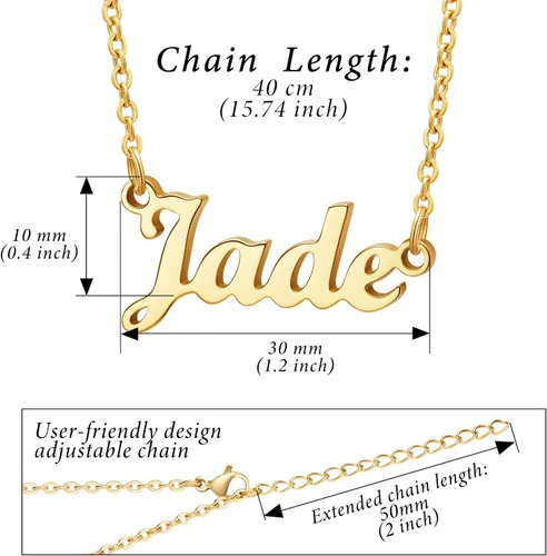 Miniatura 5 de Ldurian Name Necklace Personalized Name Pendant Necklace Christmas Gifts 14K Gold Dainty Name Plate Necklaces Birthday Jewelry Gift for Teen Girls