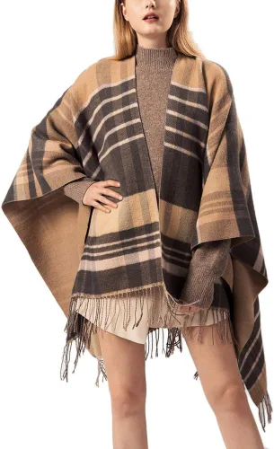 Miniatura 20 de Urban CoCo Poncho vintage de invierno para mujer, capa con borlas, chal envolvente