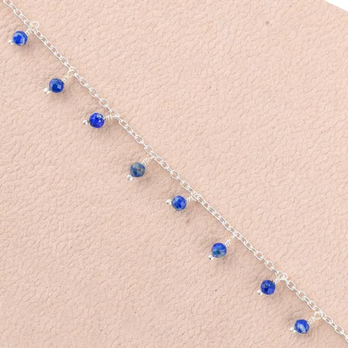 Miniatura 86 de Yanara Tobilleras de piedras preciosas para mujer, piedra natal natural, chapada en plata, joyería hecha a mano en 8.5 + 1.5 pulgadas, cristales