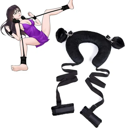 Juego de restricciones de cuello a muñeca, barra esparcidora de piernas para parejas, correas sexuales de muñeca y tobillo, juego de adultos, cuerda