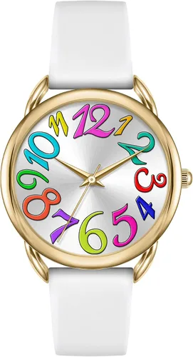 Miniatura 11 de Bisley Reloj para mujer de cara grande, colorido número arábigo, fácil de leer, correa de silicona suave