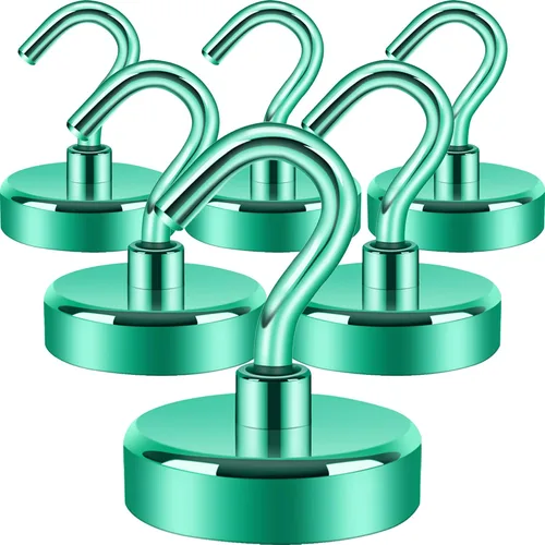 Miniatura 32 de Neosmuk Ganchos magnéticos extrafuertes con resistencia de más de 27 lbs, con imanes de tierras raras resistentes para refrigerador, crucero, Bronce