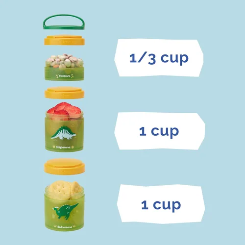 Miniatura 4 de Whiskware - Dinosaurios - Recipientes apilables para aperitivos para niños y niños pequeños, 3 vasos apilables para la escuela y los viajes