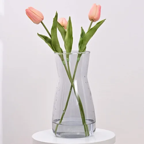 Miniatura 9 de Floreros de cristal iridiscente de 8 pulgadas para centro de mesa, decoración de escritorio interior del hogar, jarrón moderno estilo bohemio