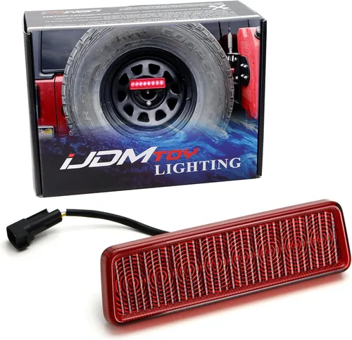 iJDMTOY OE - Conjunto de luz LED estroboscópica con lente roja estilo coche de carreras, con 3ª luz de freno sin base compatible con Jeep Wrangler