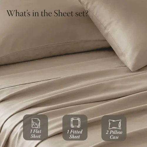 Miniatura 4 de Threadmill Home Linen juego de sábanas de 400 hilos, 100% algodón, ropa de cama de lujo, tamaño King, juego de 4 unidades, tela satinada suave
