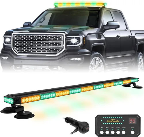 Miniatura 8 de XRIDONSEN Luces estroboscópicas de 45.5 pulgadas con 128 luces LED para techo de techo, barra de luz ámbar magnética, asesor de tráfico de doble