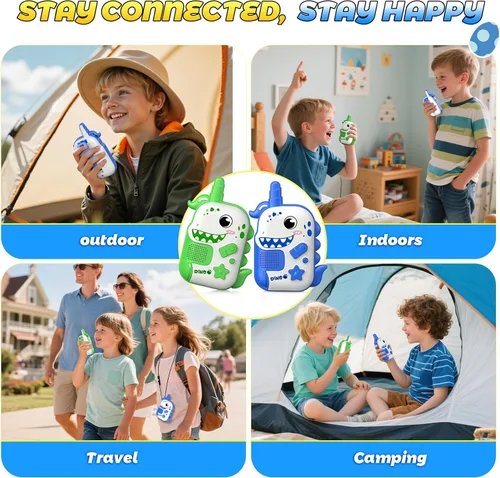 Miniatura 5 de Walkie Talkies Recargables Juguetes para Niños: Juguetes de Dinosaurio Walkie Talkies para Niños 2 Pack Regalos de Navidad Cumpleaños para Niños