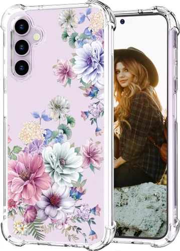 Miniatura 149 de Hungo Funda compatible con Samsung Galaxy S23 con diseño floral y bonito diseño transparente, femenino para mujeres y niñas, con hermoso clavel