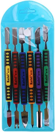 Miniatura 5 de Juego de 6 piezas de spudger de metal de doble extremo, Spudger profesional de apertura de palanca, kit de herramientas de reparación de apertura