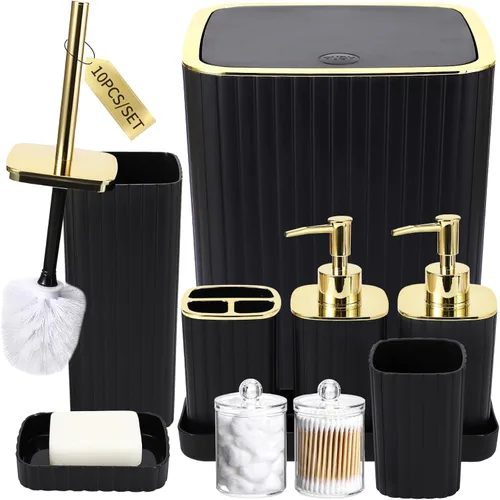 Miniatura 40 de XLHOMO Bathroom Set- 25PC Beige Bathroom Set, Bathroom Set with Shower Curtain and Rugs, Beige Shower Curtain Set, Toilet Brush, Bathroom Trash Can