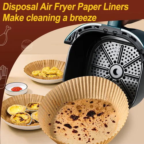 Miniatura 2 de Forro de papel desechable para freidora de aire, tamaño grande de 8 pulgadas, antiadherente, desechable, papel de hornear para freidora de aire, a