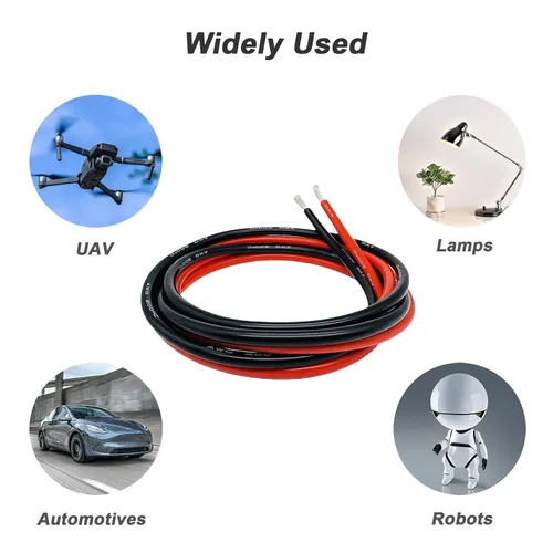 Miniatura 6 de ANAMIA - Alambre de silicona flexible de calibre 6, 6 AWG, conductor de cobre estañado de 3200 * 0.08mm, trenzado de alta temperatura para batería