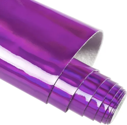 Miniatura 9 de HGUAN Tela de vinilo holográfica de 12 x 53 pulgadas, 1 rollo de hojas de piel sintética son adecuadas para lazos, aretes de cuero y otros artículos