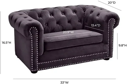 Miniatura 6 de TOV Furniture The Dachshund Collection - Sofá elevado tapizado de terciopelo hecho a mano para mascotas, color gris