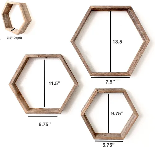 Miniatura 3 de BarnwoodUSA - Estantería de madera para colgar 100 % madera reciclada Gris natural desgastado.
