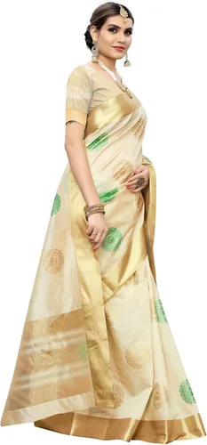 Miniatura 3 de Mithila Root Sari tradicional tejido de seda de poliéster de algodón para mujer india con blusa sin coser