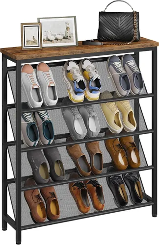 Miniatura 11 de CHOEZON Zapatero, Estante de Almacenamiento de Zapatos Inclinado de 4 Niveles, Zapatero Estrecho para Entrada, Organizador de Zapatos con Patas