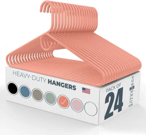 Miniatura 62 de Paquete de 6 perchas de ropa resistentes, fabricadas en los Estados Unidos, perchas de plástico de capacidad de 8 libras para ropa de adultos