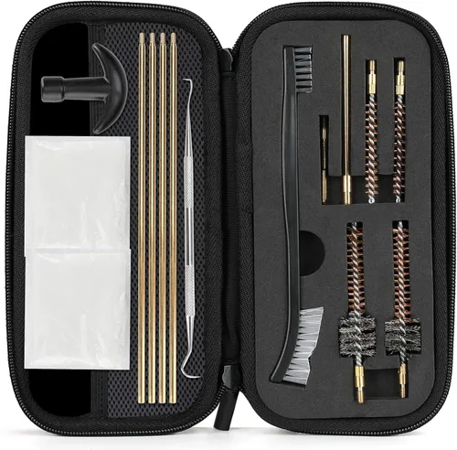 ProCase Kit de limpieza de armas para arma .223/5.56 con cepillos de cámara del cañón, latón, puntas, varillas y punzón de limpieza de armas en