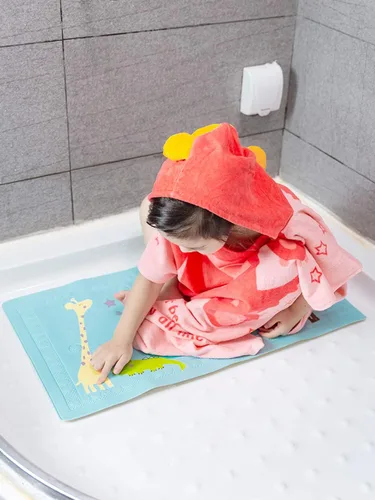Miniatura 4 de TONWHAR Toalla de playa con capucha para niños, para baño, piscina/playa, toalla de playa de algodón con patrón de animales de dibujos animados
