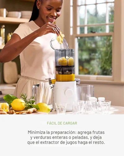 Miniatura 5 de Nama J3 - Exprimidor compacto de prensa en frío, ahorro de espacio y autoalimentación para funcionamiento manos libres, ligero, portátil, exprimidor