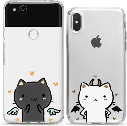 Miniatura 8 de Fundas a juego para parejas compatibles con iPhone 16 15 14 13 12 11 Pro Max Mini Xs X 6s 8 Plus 7+ Xr 10 SE 5 Girlfriend Cat Silicone Pair Cover