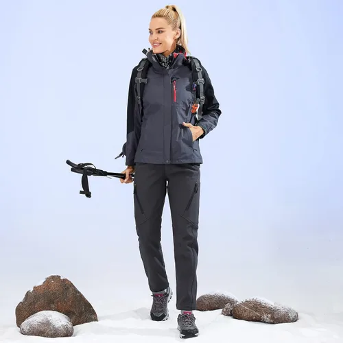 Miniatura 8 de Womens Snow Pants Winter Fleece Lined Waterproof Soft Shell Insulated Outdoor Camping Travel ski Pants