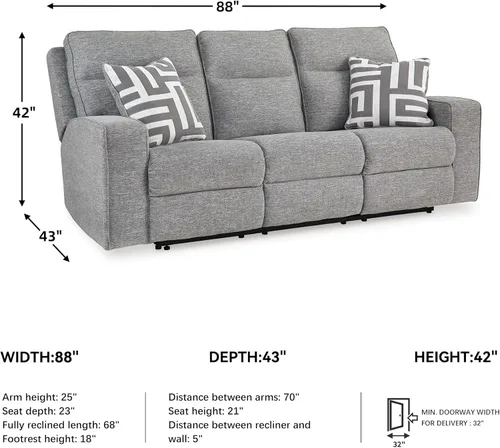 Miniatura 3 de Signature Design by Ashley Biscoe - Sofá reclinable eléctrico, reposacabezas de fácil vista y reclinable de gravedad cero, poliéster Nuvella