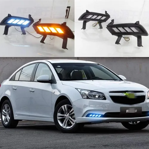 1 Unidades coche LED luz diurna, Retrofit LED antiniebla DRL kit para Chevrolet Cruze (configuración baja) 2015-2016 (blanco+amarillo a luz azul