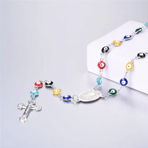 Miniatura 3 de U7 Catholic Gift Stainless Steel 18K Gold Plated Coin MedalCrucifix CrossVirgin MaryRosary Necklaces for Women Men
