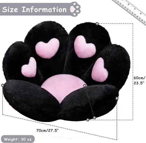 Miniatura 4 de DOBUONO Cojín Kawaii de pata de gato, cojín para silla de oficina, cómodo cojín de felpa para silla de juegos, cojín de asiento Kawaii para niña