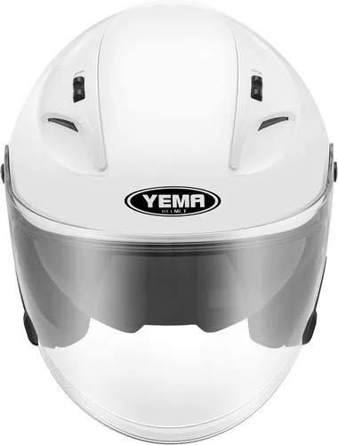 Miniatura 3 de Casco abierto para motocicleta, YEMA YM-637 aprobado por DOT, medio casco 3/4 con visera solar para adultos, hombres y mujeres Blanco