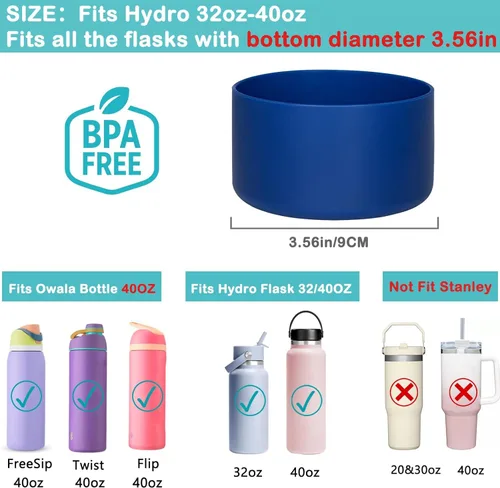 Miniatura 2 de HEYSKAY Funda Protectora de Silicona para Botella de Agua de Boca Ancha Hydro Flask de 32oz 40oz Protector de Base Inferior y Otras Botellas de Agua