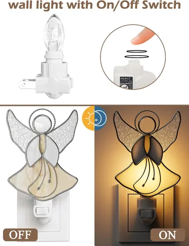 Miniatura 3 de Luz nocturna de ángel amarillo volador, luces de ángel de colores enchufables a la pared, luz nocturna brillante de ángel bebé, regalo