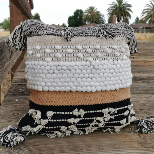 Miniatura 6 de Funda de almohada COZYDEKO estilo boho, de 18 x 18 pulgadas, almohadas decorativas marroquíes rústicas bohemias con acentos copetados, algodón