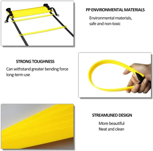 Miniatura 3 de Speed Agility Ladder Training Set, 12 Rung 20Ft Agility Ladder, 12 Disc Cones, 4 Steel Stakes, Resistance Parachute with Carry Bag