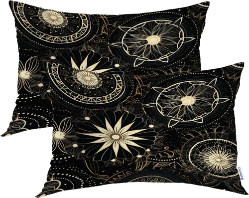 Miniatura 43 de Batmerry Juego de 2 fundas de almohada decorativas con estampado floral gris y blanco de 18 x 18 pulgadas, estilo victoriano con patrón de flores