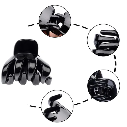 Miniatura 4 de Cobahom 24 pinzas pequeñas de plástico para cabello fino, accesorios de peinado antideslizantes para mujeres y niñas (negro, peinado)