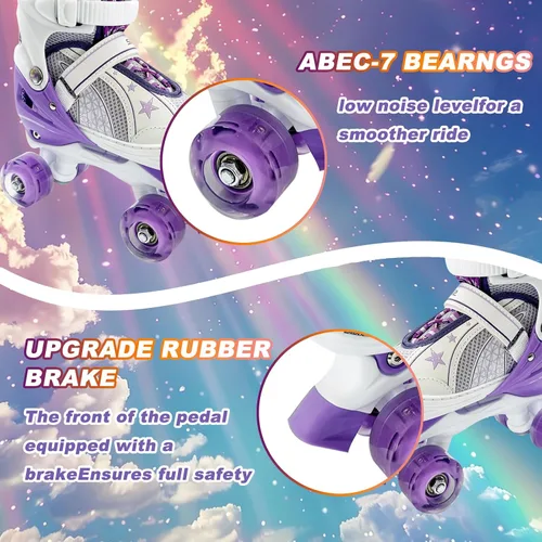Miniatura 2 de Adjustable Kids Roller Skates for Girls and Boys Ages 3-5 5-8 8-12, All 8 Wheels of Girl's Skates Shine, Safe and Fun Illuminating for Outdoor