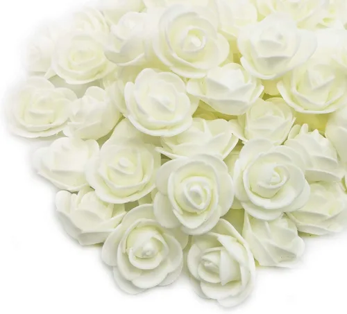 Miniatura 11 de D-Seven Flores artificiales, 100 unidades, mini rosas de espuma para manualidades, ramos de boda, centros de mesa de baby shower, arreglos florales