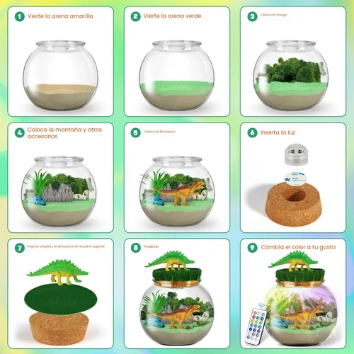 Miniatura 6 de LAOESE Juguetes de dinosaurio para niños, kit de terrario de dinosaurios para niños, regalos de cumpleaños y Navidad para niños de 4, 5, 6, 7, 8 a